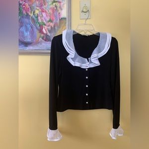 Joseph Ribkoff Top Peter Pan Collar Bell Sleeve Size 8